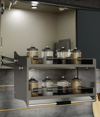 Kitchen Pulldown System 600mm Mechanism with Glass Baskets