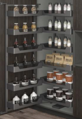 Kitchen Pantry Unit 450 mm - Soft Close - Glass (With Set of 6 + 6 Shelves)