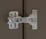 Hettich Slide On 3447 Hinge - T42 for 14-25 mm thick doors; Opening angle 105° — Base -1.5 (Crank 16°) with Mounting Plate (D 1.5 mm)
