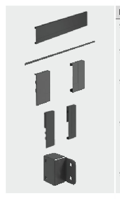 Hettich Front Panel with Aluminium (Internal Drawer) — Adapter for lengthwise railing Anthracite 1